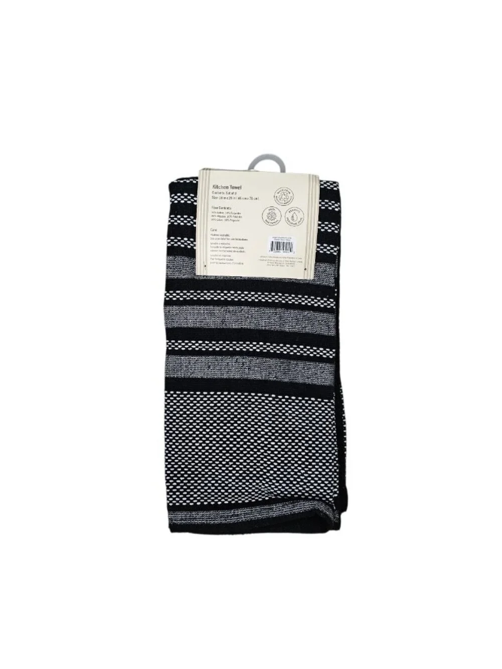 Homewear Cotton Kitchen Towels New Oversized 3 pc Textured Black White 18